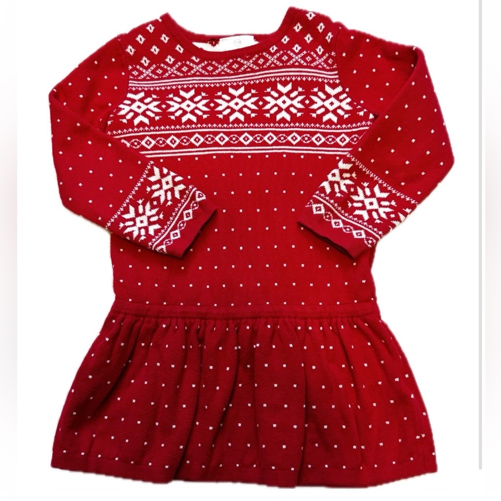 Hanna Andersson Red Snowflake Sweater Dress Size 100 (4T)